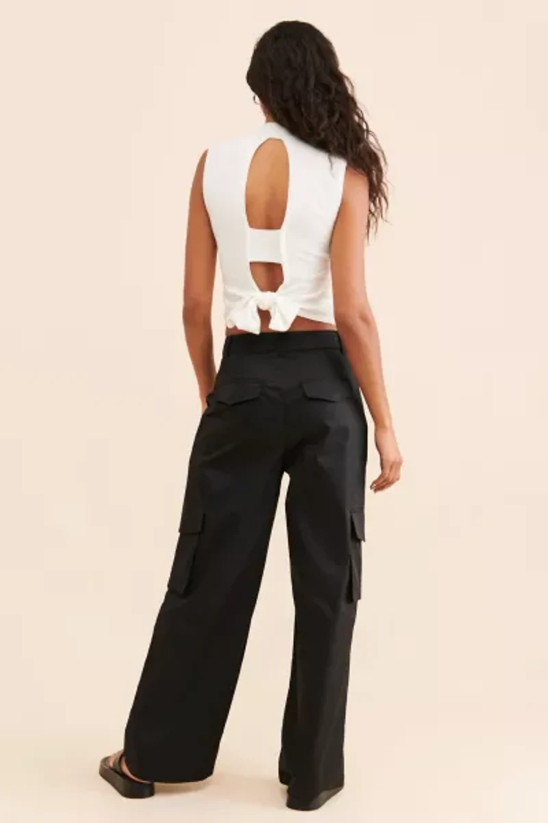 Moon River Wide Leg Pleated Cargo Trousers
