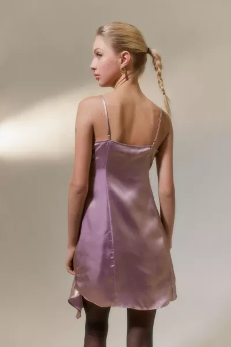 Mallory Metallic Asymmetrical Slip Dress