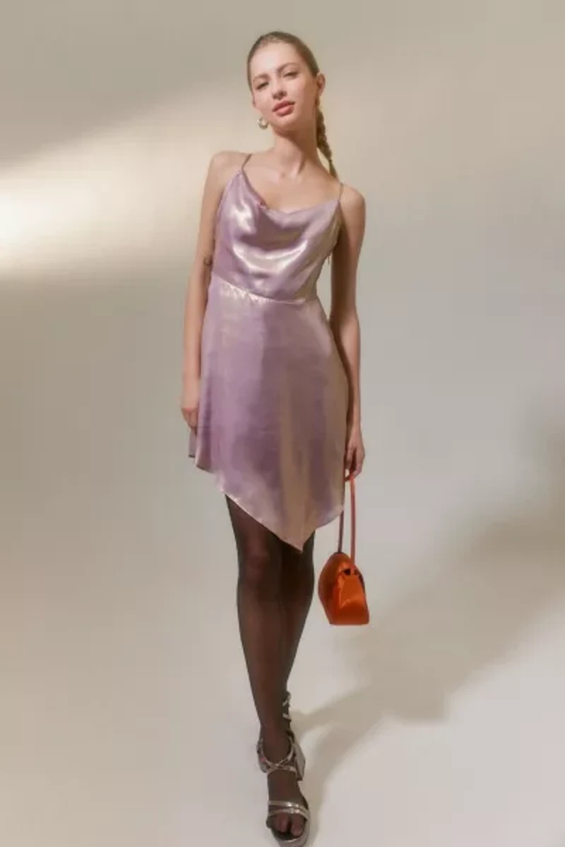 Mallory Metallic Asymmetrical Slip Dress