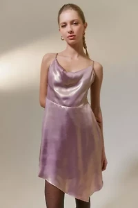 Mallory Metallic Asymmetrical Slip Dress