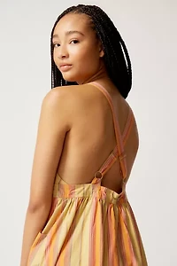 Autumn Poplin Stripe Utility Midi Dress