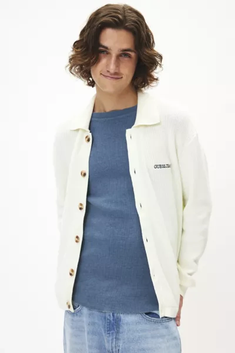 GUESS JEANS Embroidered Long Sleeve Polo Shirt