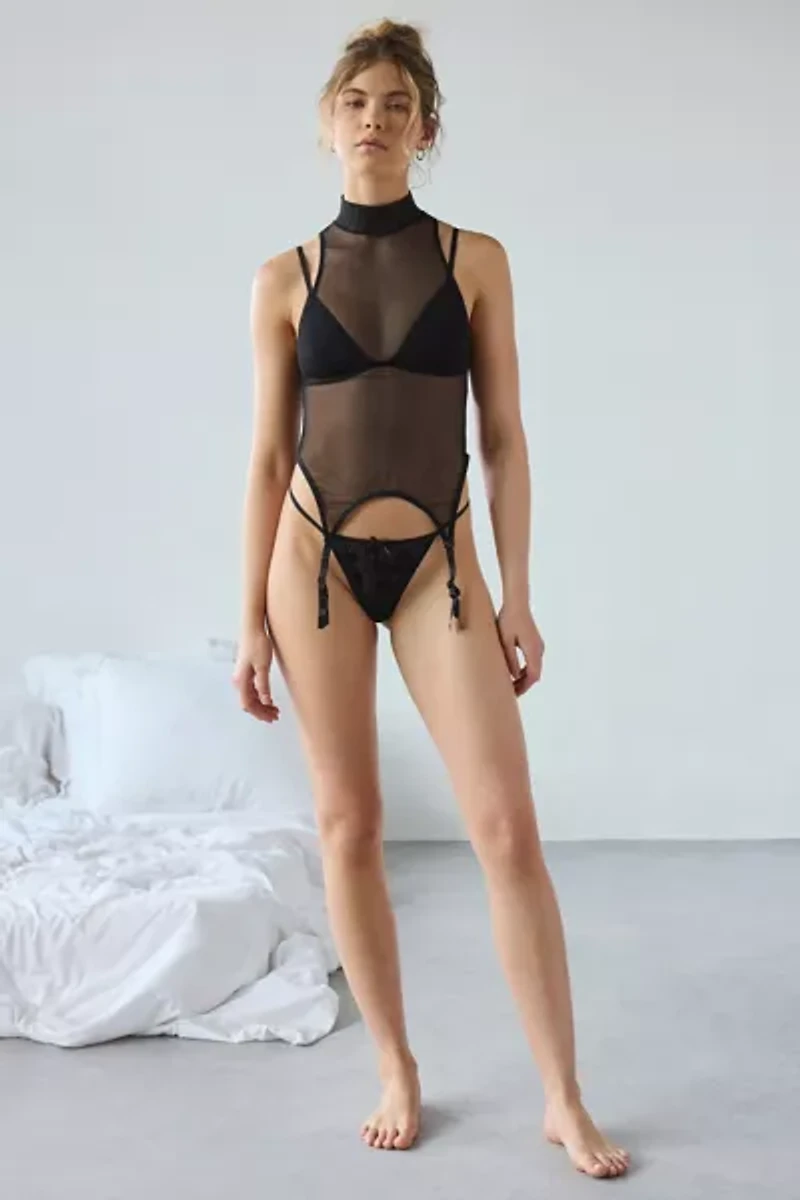 Only Hearts Grace Mockneck Sheer Mesh Garter Tank Top