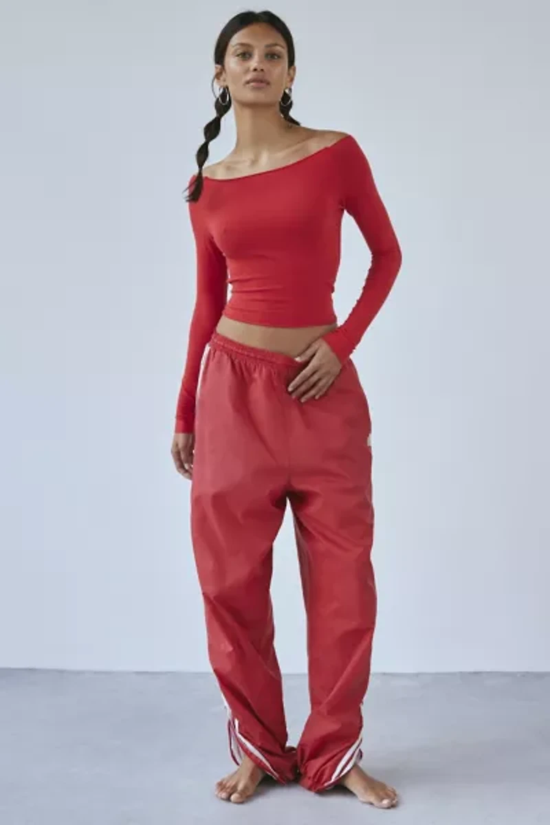 Out From Under Cropped Cotton Compression Boatneck Long Sleeve Top