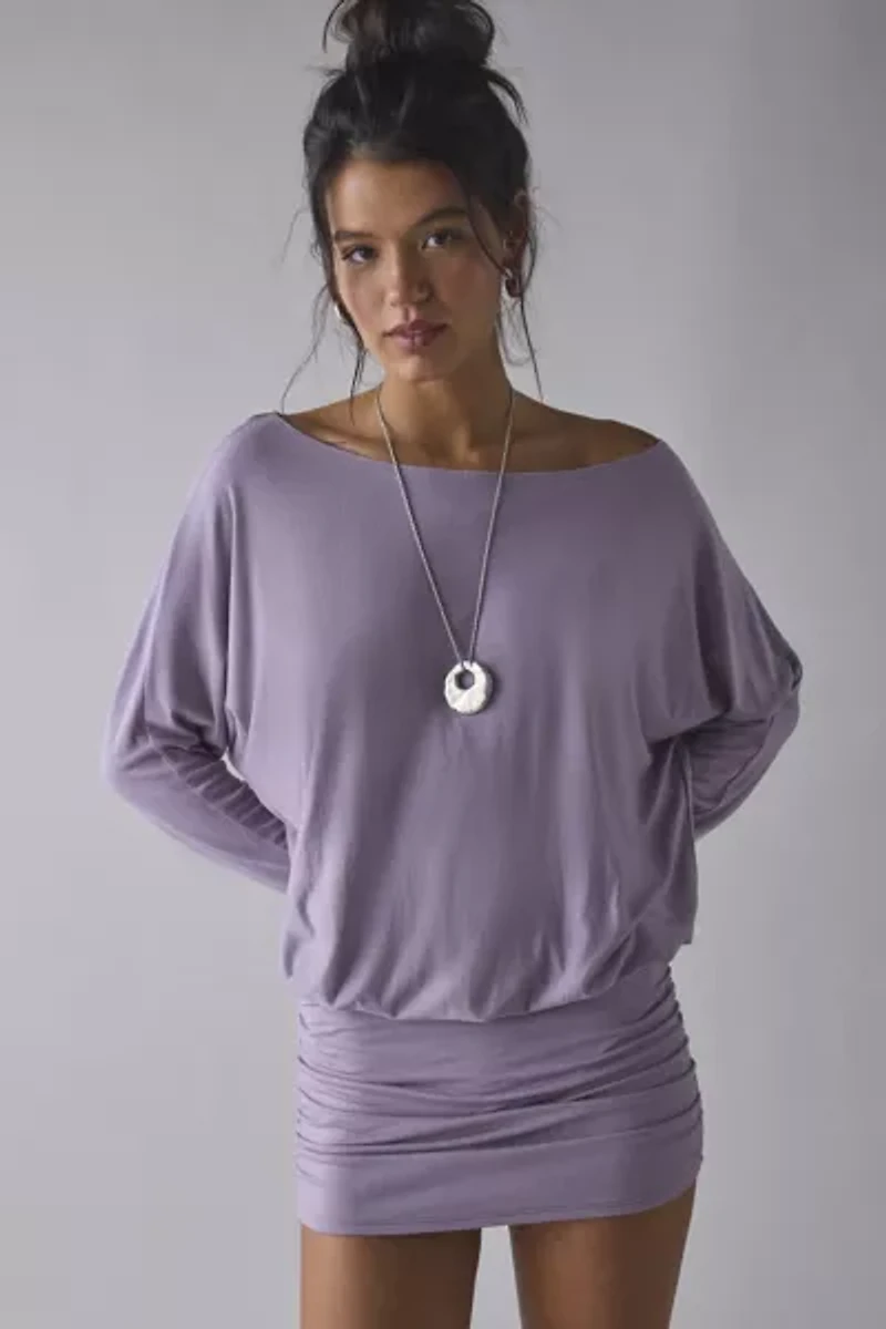 Silence + Noise Destin Dolman Off-The-Shoulder Mini Dress
