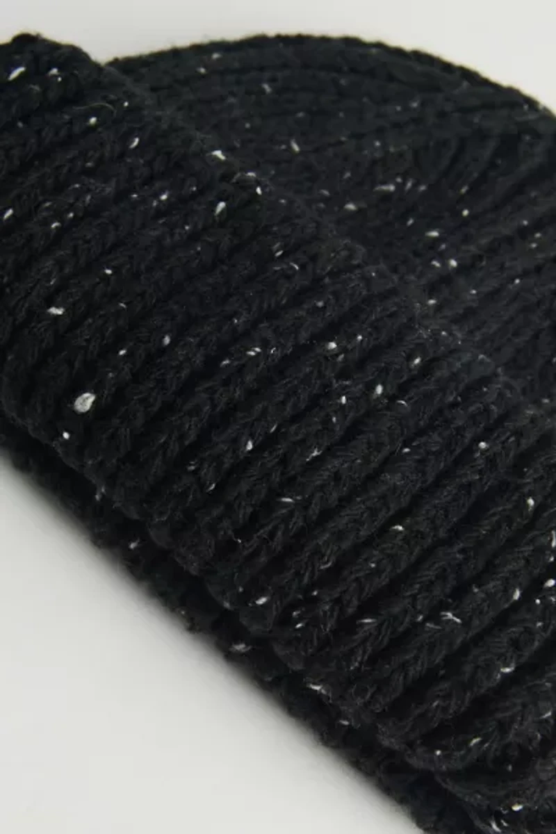 Marled Wool-Blend Short Roll Ribbed Knit Beanie