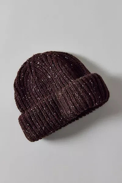 Marled Wool Short Roll Ribbed Knit Beanie