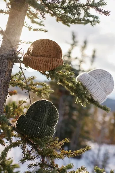 Marled Wool-Blend Short Roll Ribbed Knit Beanie