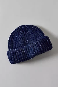 Marled Wool-Blend Short Roll Ribbed Knit Beanie