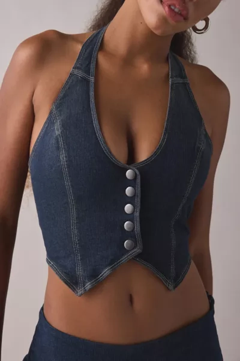 Silence + Noise Esme Cropped Halter Vest Top
