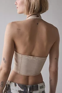 Silence + Noise Esme Cropped Denim Halter Vest Top