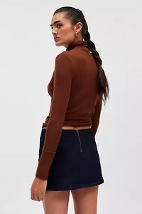 Ecote Lulu Denim Studded Low Rise Mini Skirt