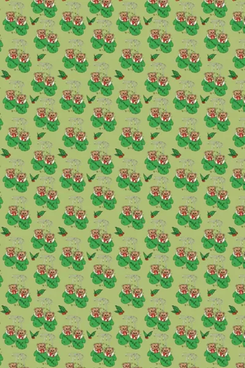 Red Cap Mitten Bears Holiday Wrapping Paper