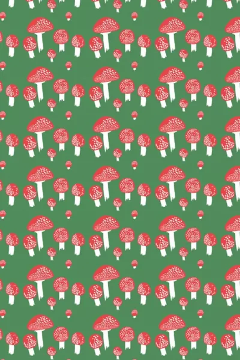 Red Cap Festive Mushrooms Wrapping Paper