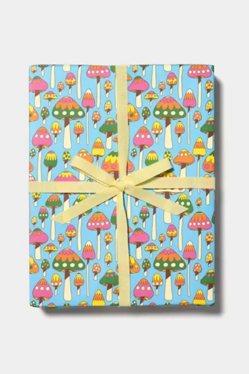 Red Cap Groovy Mushroom Wrapping Paper
