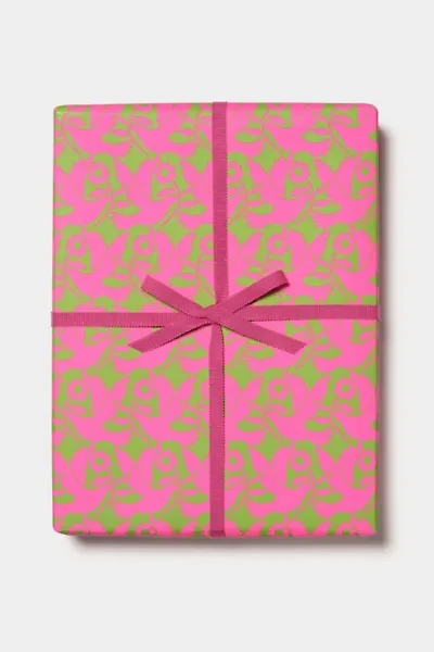 Red Cap Neon Doves Holiday Wrapping Paper