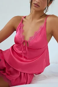 Kat The Label Sorrento Lace Trim Satin Cami