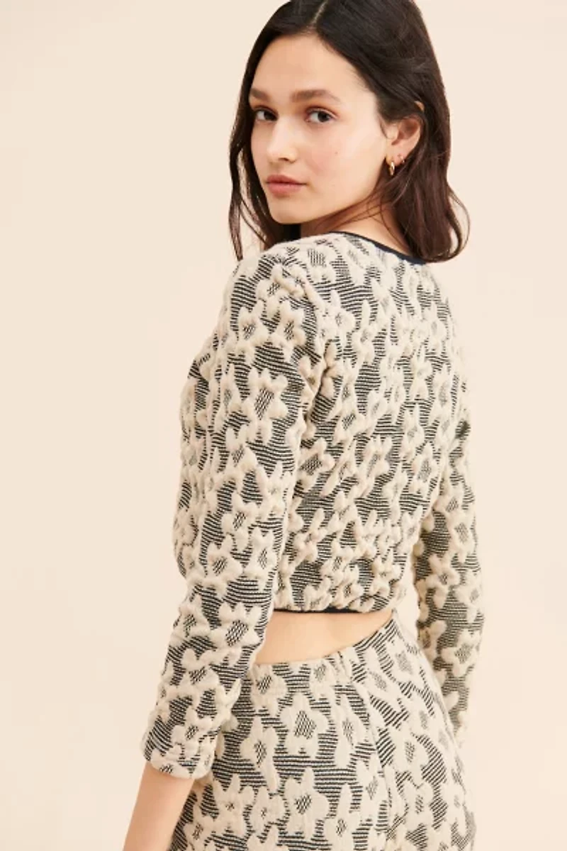 Tach Clothing Nelida Jacquard Floral Cardigan