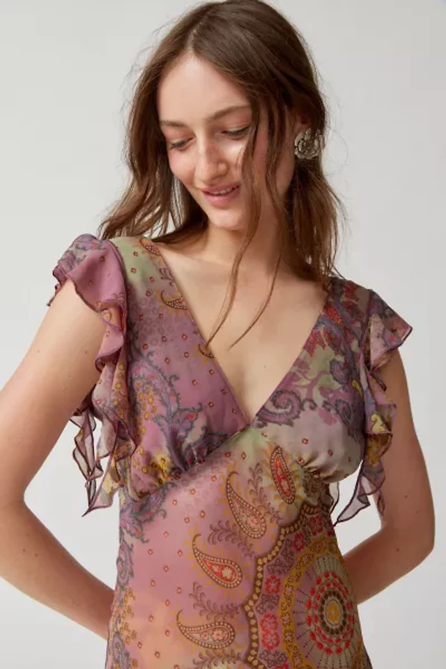 Urban Outfitters Devon Semi-Sheer Chiffon Midi Dress | Pacific City