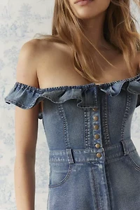 Jeena Denim Off-The-Shoulder Romper