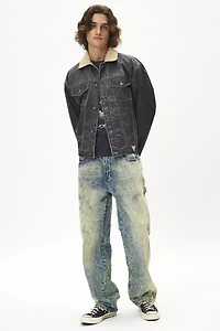 GUESS ORIGINALS Washed Denim Printed Nylon Trucker Jacket