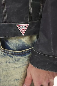 GUESS ORIGINALS Washed Denim Printed Nylon Trucker Jacket