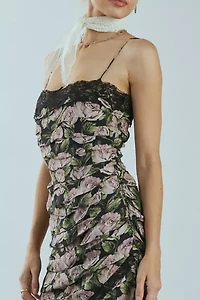 For Love & Lemons Fallen Rose Print Mini Dress