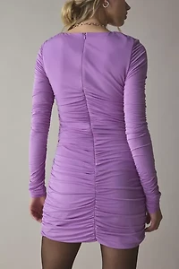 Glamorous Lilac Orchid Applique Long Sleeve Mini Dress