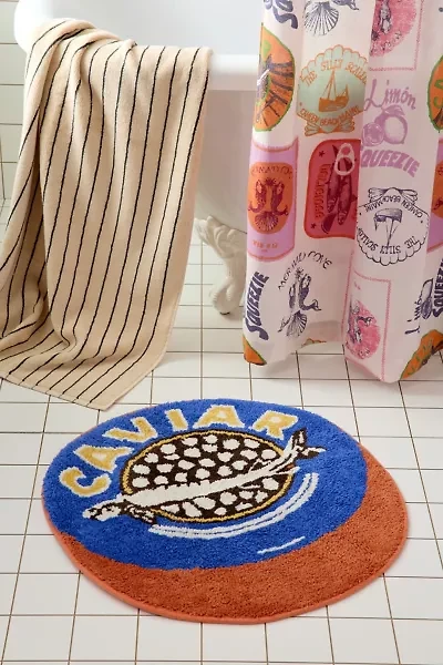 Caviar Tin Plush Round Bath Mat