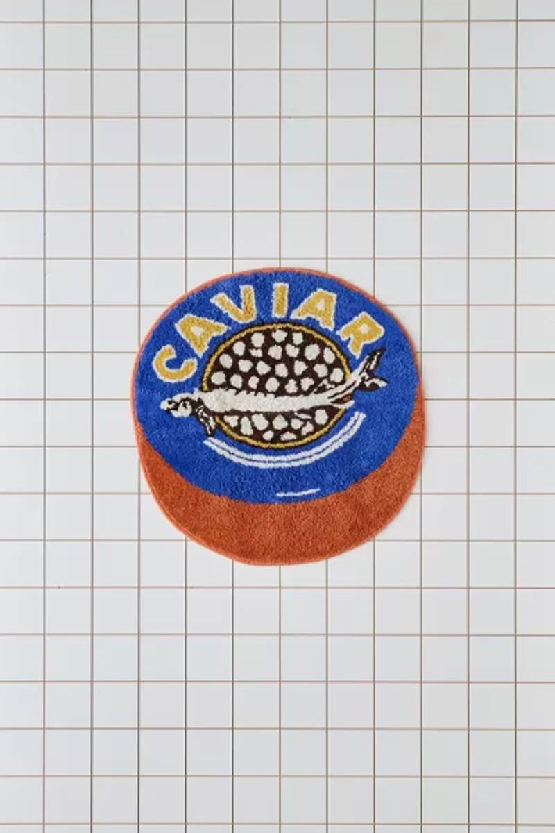 Caviar Tin Plush Round Bath Mat