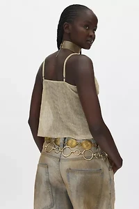 Silence + Noise Polly Plisse Split Front Flyaway Tank Top