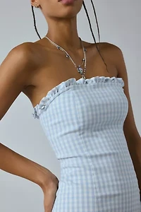 UO Margot Strapless Drop Waist Mini Dress