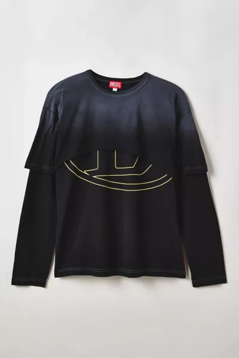 Diesel Hidden D Graphic Layered Long Sleeve Tee