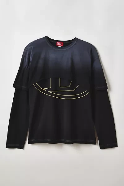 Diesel Hidden D Graphic Layered Long Sleeve Tee