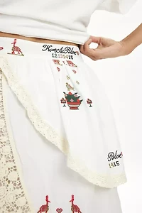 Kimchi Blue Celia Embroidered Lace Trim Tiered Midi Skirt
