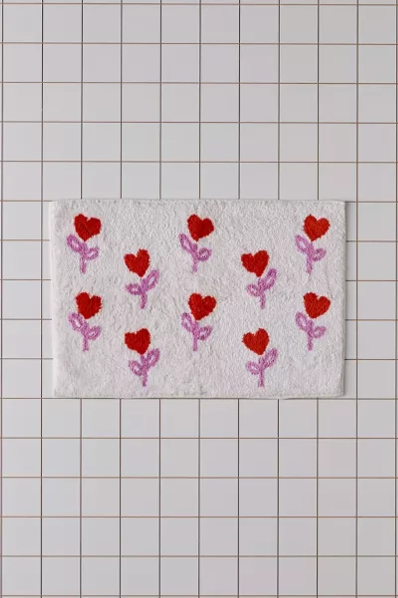 Heart Flower Tufted Cotton Bath Mat