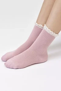 Lace-Trim Waffle Knit Sock