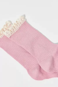 Lace-Trim Waffle Knit Sock
