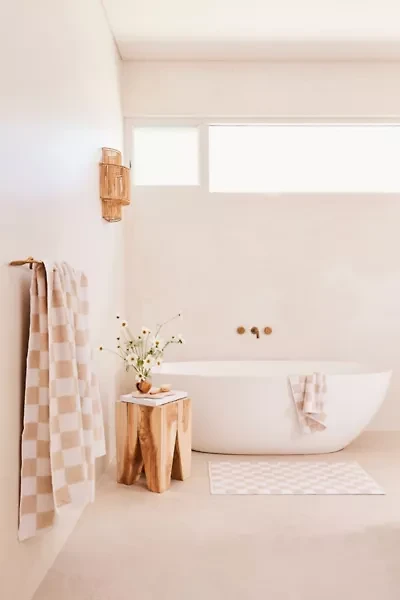 Bed Threads French Flax Linen Checkered Bath Mat