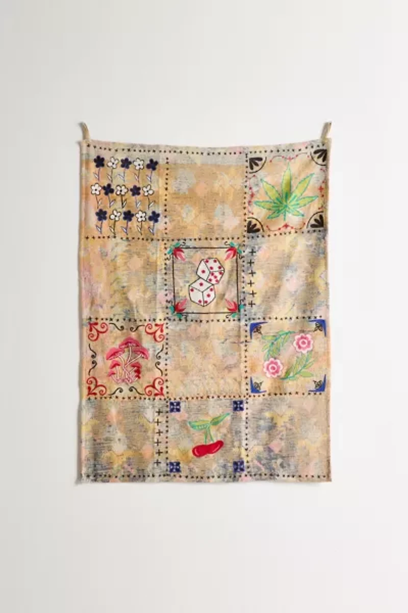 ReMADE By UO Remnants Embroidered Kantha Tapestry