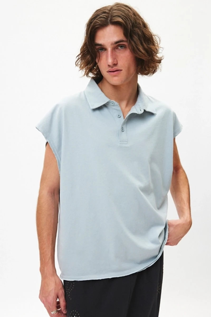 BDG Cutoff Raw Hem Polo Shirt