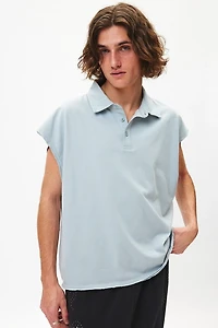 BDG Cutoff Raw Hem Polo Shirt
