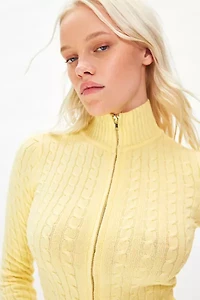 Frankies Bikinis Carter Cable Knit Zip-Up Sweater