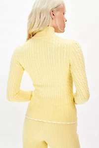 Frankies Bikinis Carter Cable Knit Zip-Up Sweater