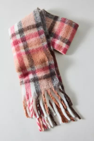 Plaid Woven Fringe Scarf