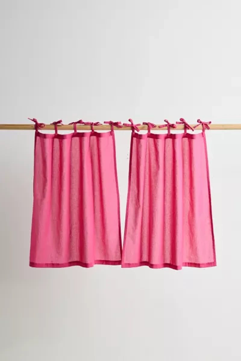 Skinny Tie Top Solid Café Curtain Set