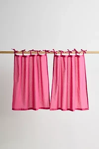 Skinny Tie Top Solid Café Curtain Set