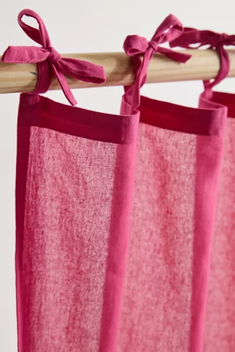 Skinny Tie Top Solid Café Curtain Set