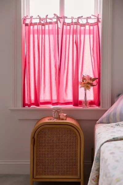 Skinny Tie Top Solid Café Curtain Set