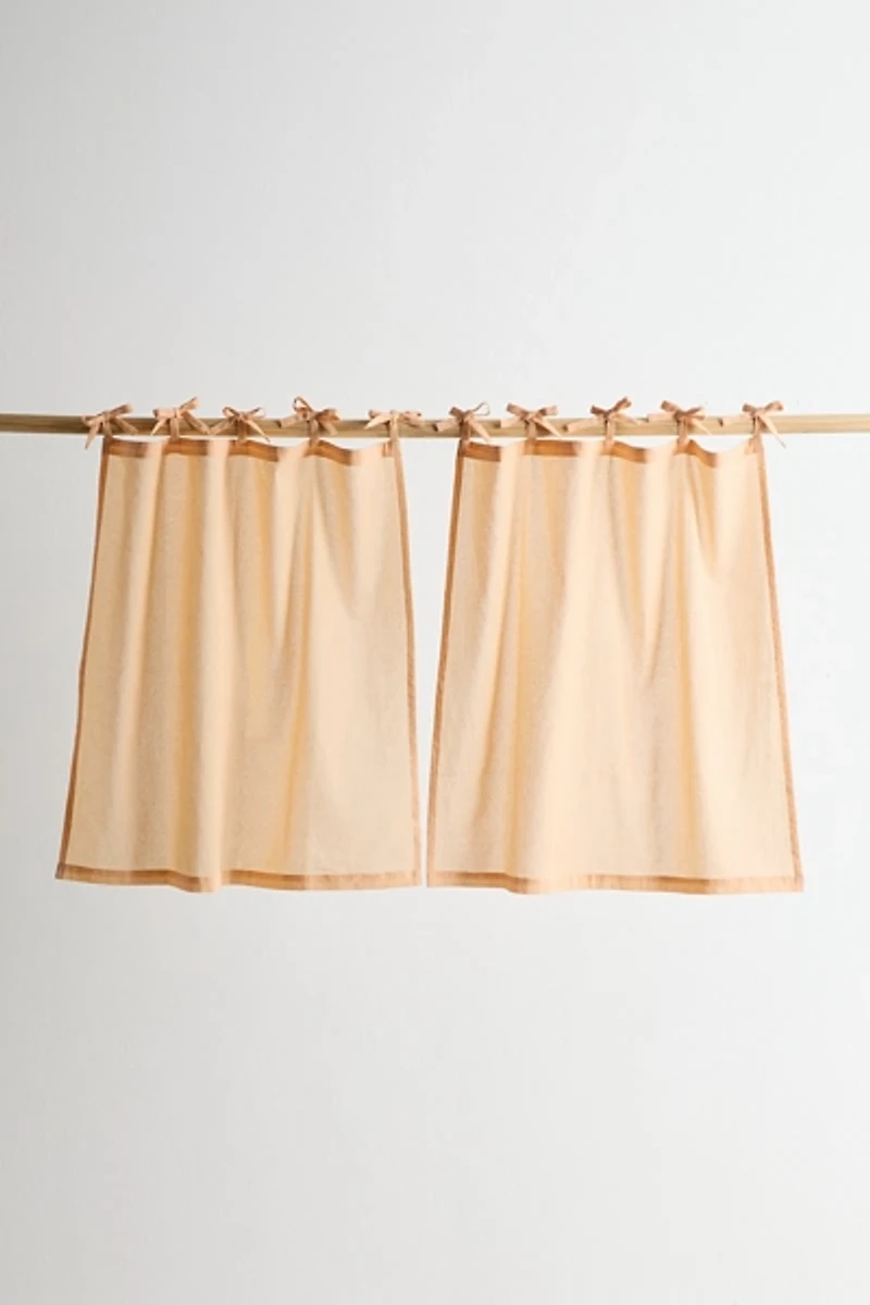 Skinny Tie Top Solid Café Curtain Set